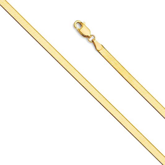 3.5mm 14K Solid Yellow Gold  Flex Herringbone  Necklaces