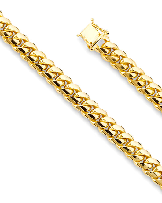 9mm 14K Solid Yellow Gold Miami Cuban Necklaces & Matching Bracelets