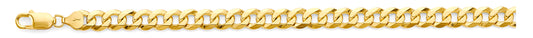 8mm 14K Solid Yellow Gold Flat Beveled Cuban / Curb Chain Necklaces & Matching Bracelets