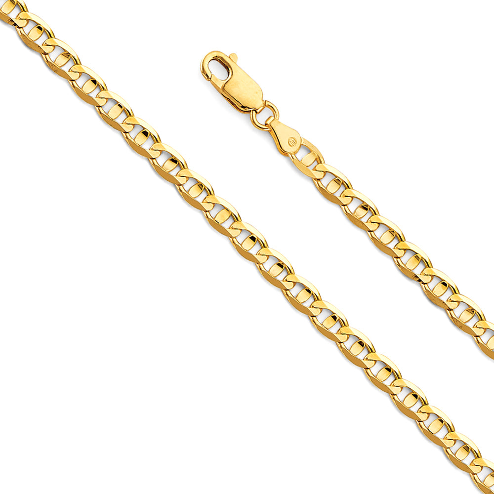 4.2mm 14K Solid Yellow Gold Mariner Chain Necklaces & Matching Bracelets