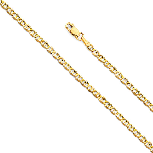 3.0mm 14K Solid Yellow Gold Mariner Chain Necklaces & Matching Bracelets