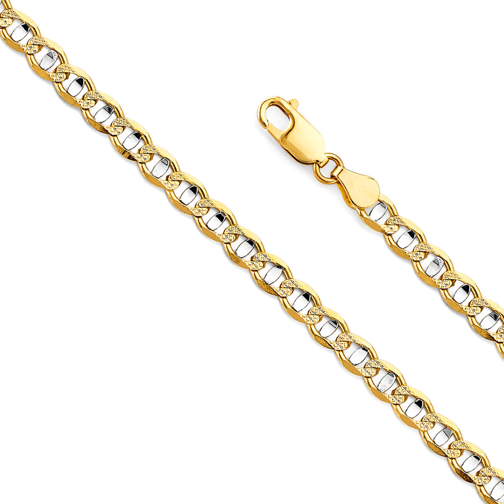 5.3mm 14K Solid Two-Tone Gold Mariner Chain Necklaces & Matching Bracelets