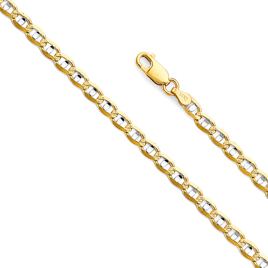 4.2mm 14K Solid Two-Tone Gold Mariner Chain Necklaces & Matching Bracelets