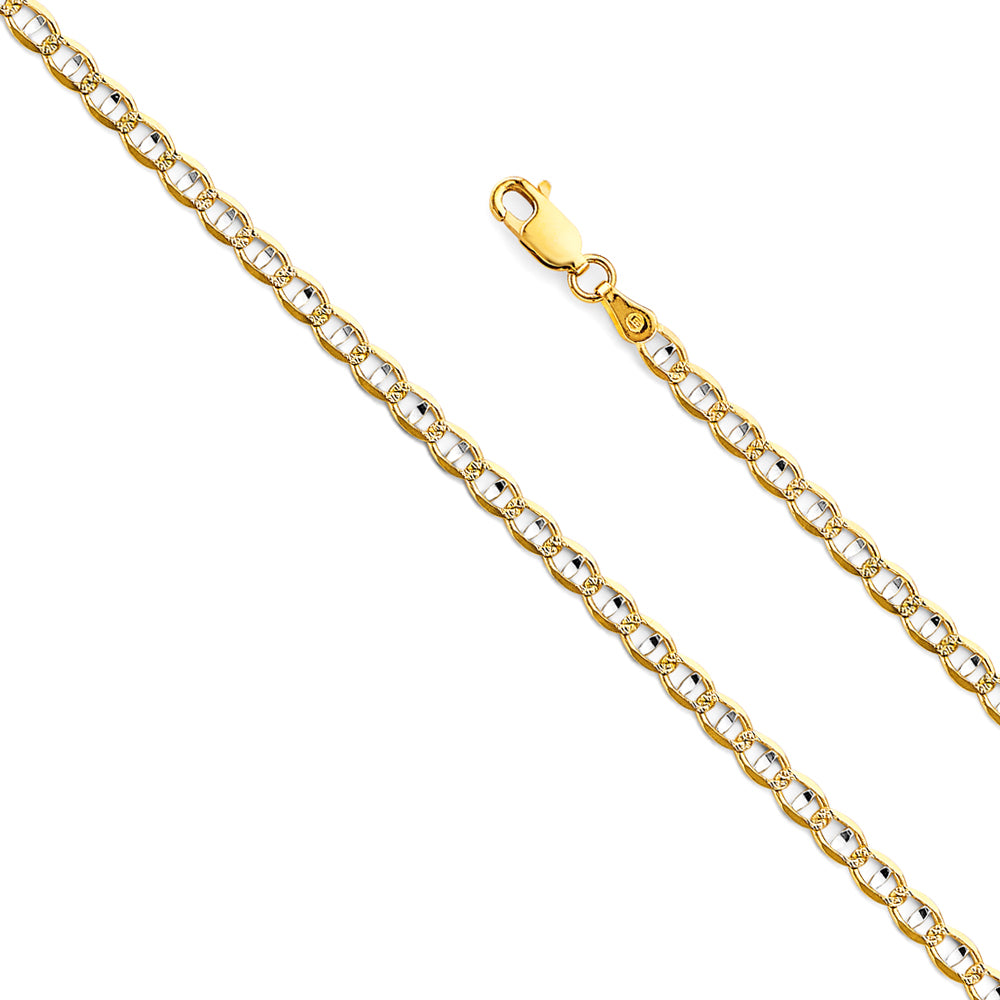 3.5mm 14K Solid Two-Tone Gold Mariner Chain Necklaces & Matching Bracelets