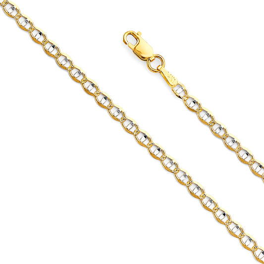 3.0mm 14K Solid Two-Tone Gold Mariner Chain Necklaces & Matching Bracelets