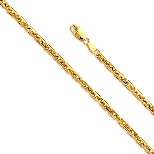 3.5mm 14K Solid Yellow Gold Fancy Link Necklaces & Matching Bracelets