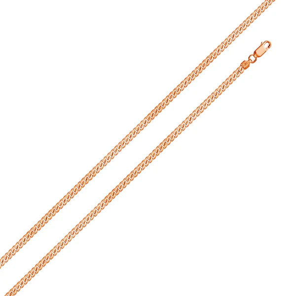 925 Sterling Silver Rose Gold Plated Miami Cuban Curb 060 Chain 1.8mm