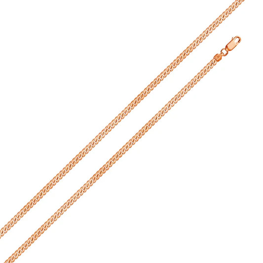 925 Sterling Silver Rose Gold Plated Miami Cuban Curb 060 Chain 1.8mm