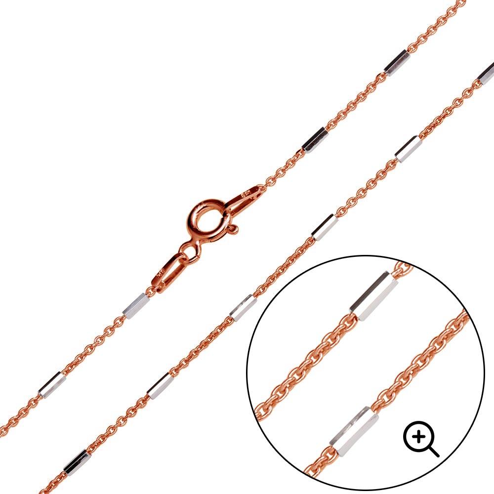 925 Sterling Silver Rose Gold Plated 6 Sided Diamond Cut Tube Chains 1.1mm