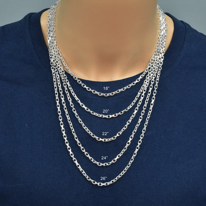 925 Sterling Silver Diamond Cut Forzatina Link Chain or Bracelet