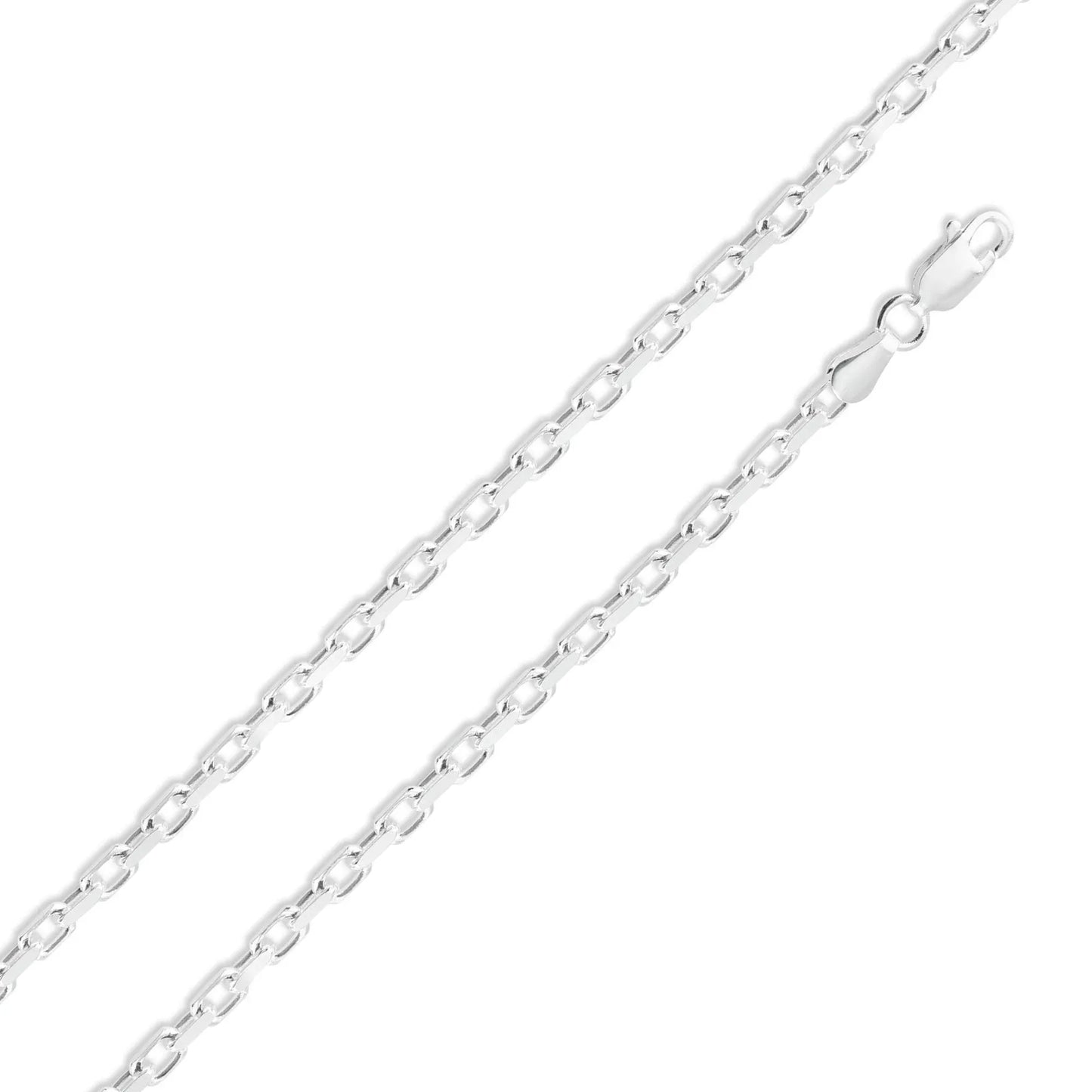 925 Sterling Silver Diamond Cut Forzatina Link Chain or Bracelet