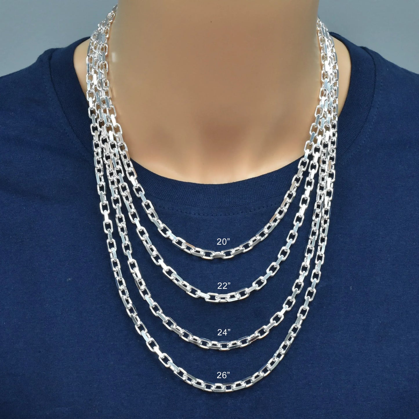 925 Sterling Silver Diamond Cut Forzatina Link Chain or Bracelet