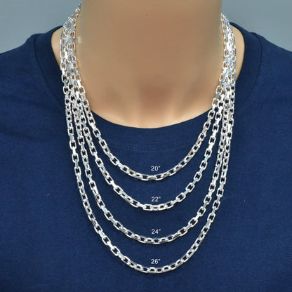 925 Sterling Silver Diamond Cut Forzatina Link Chain or Bracelet