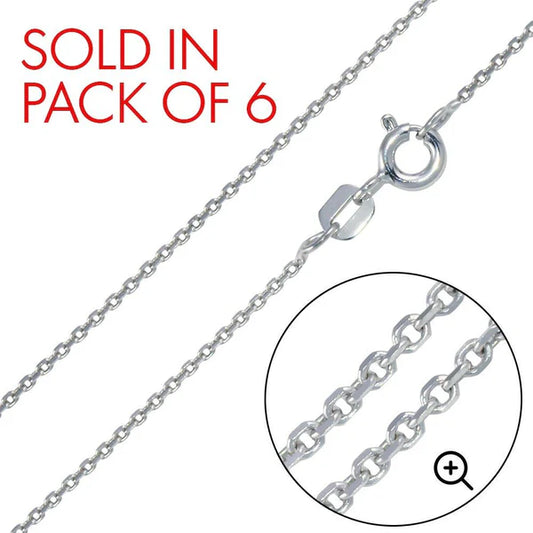 925 Sterling Silver Rhodium Plated Diamond Cut Cable Rolo 020 Chains 0.9mm