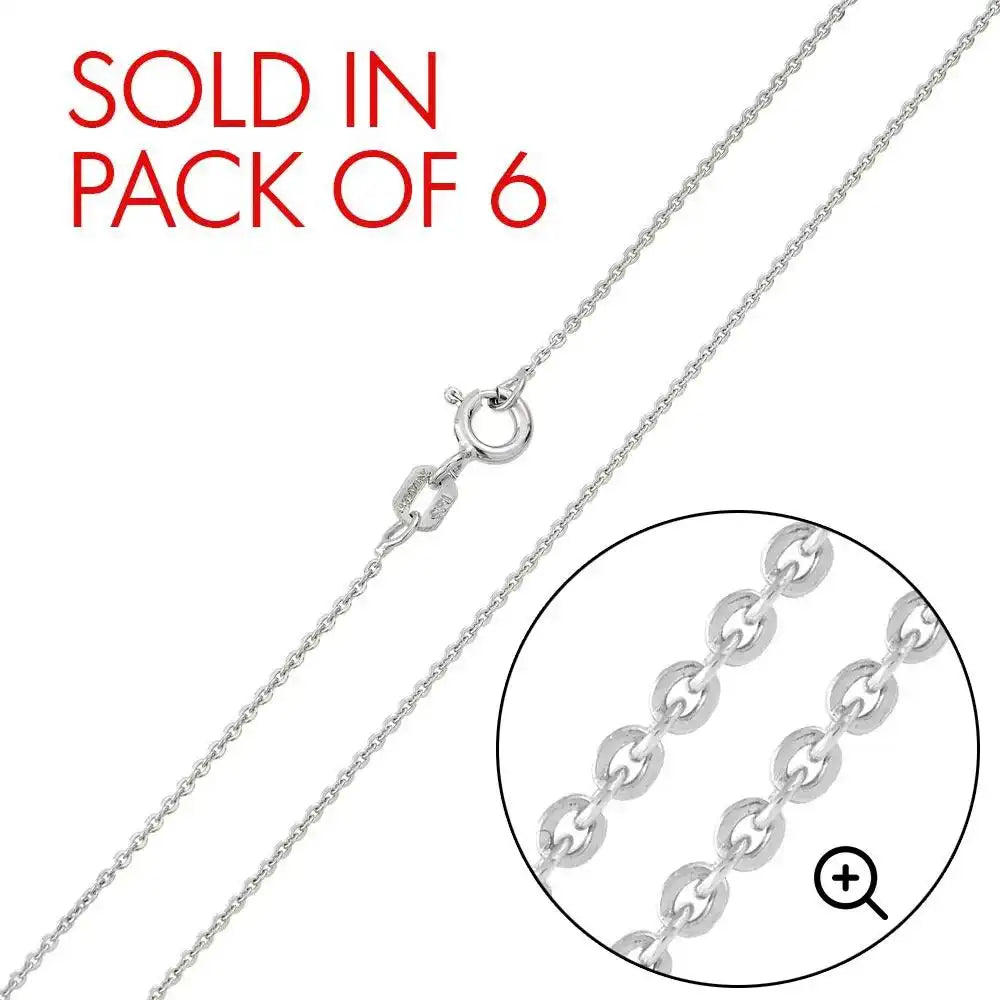 925 Sterling Silver Rhodium Plated Small Oval DC Link 020 Chain 1mm