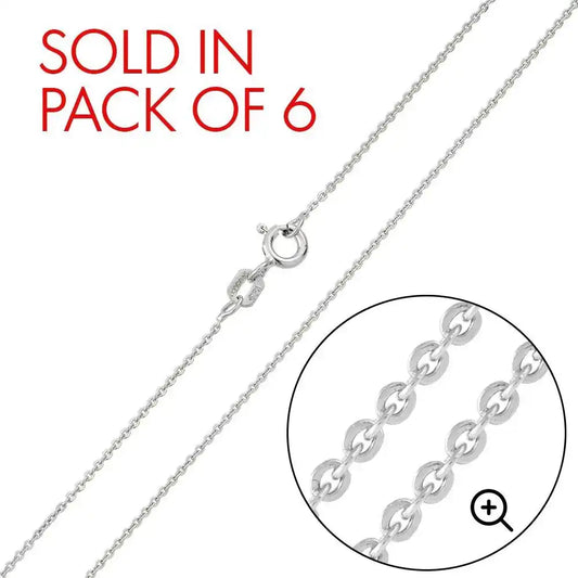 925 Sterling Silver Rhodium Plated Small Oval DC Link 020 Chain 1mm
