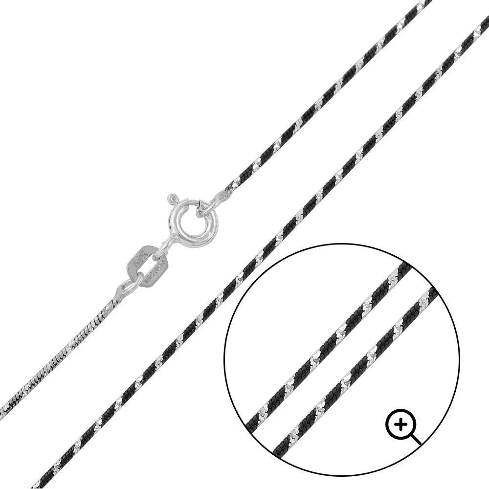 925 Sterling Silver Black Rhodium Plated Round B-W Snake 020 Chain with 1DC