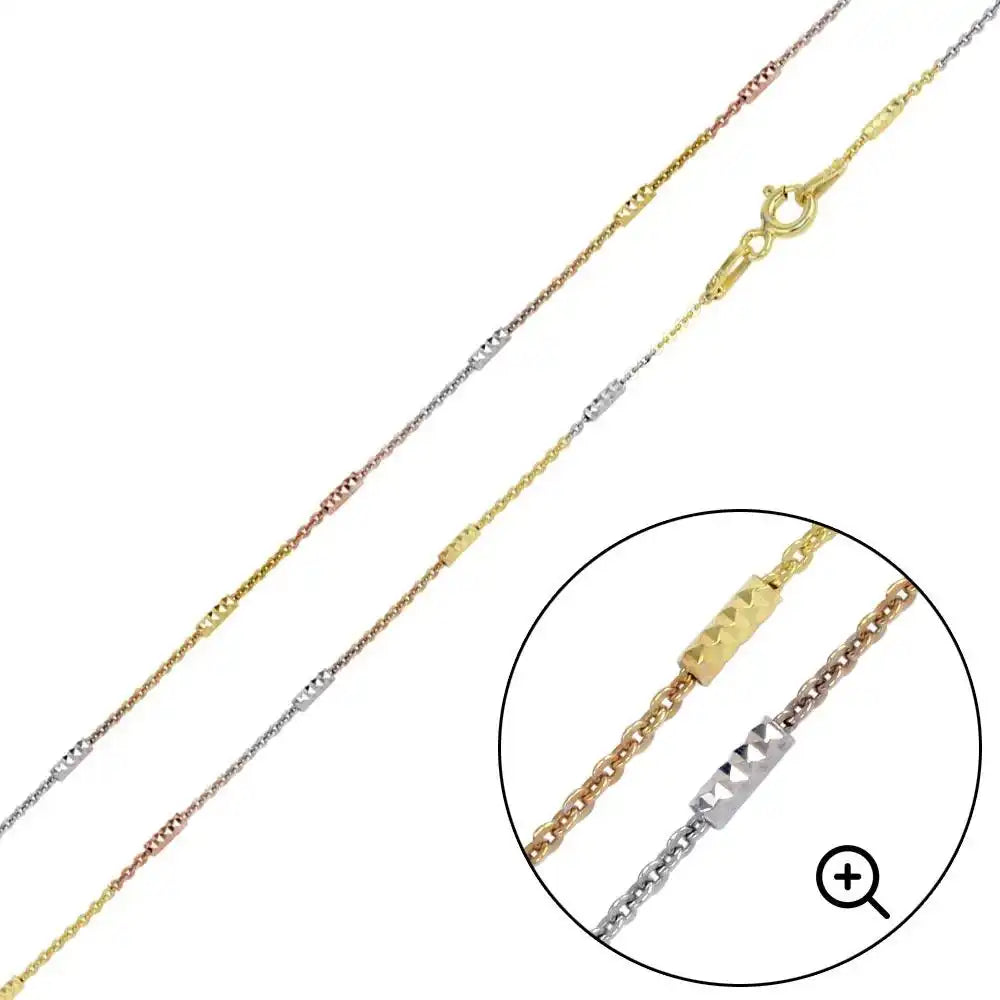 925 Sterling Silver Multi Plated DC Bar 030 Chain Link 1.4mm