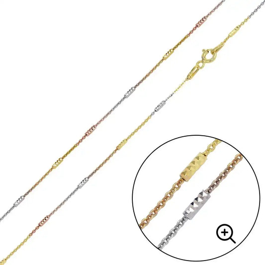925 Sterling Silver Multi Plated DC Bar 030 Chain Link 1.4mm