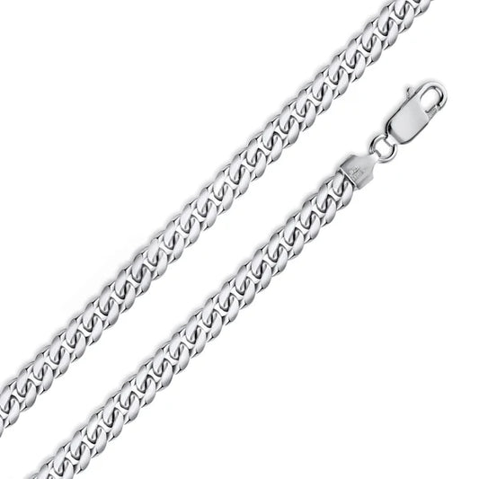 925 Sterling Silver  Rhodium Plated Miami Cuban Curb 180 Chain or Bracelet Link 6.3mm