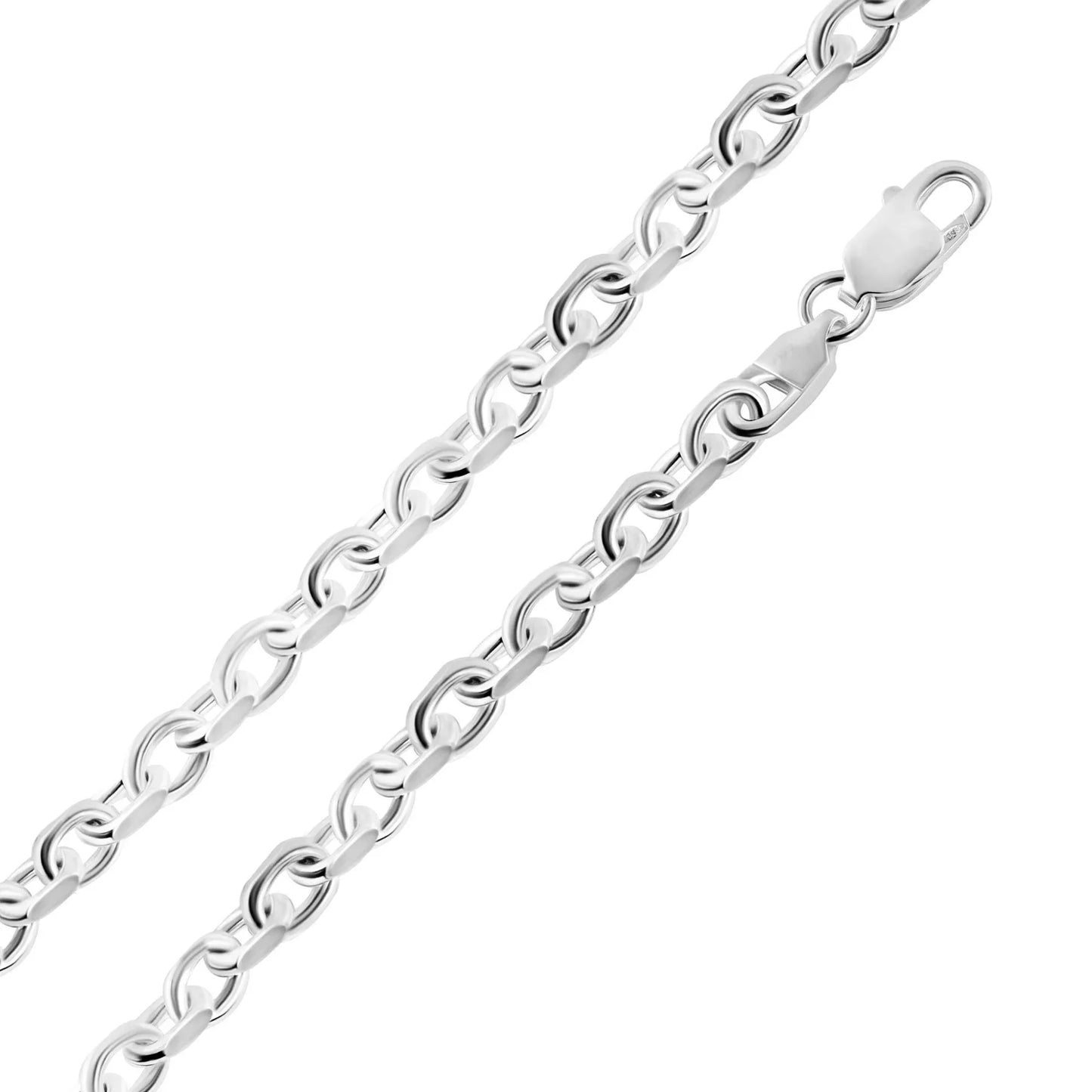 925 Sterling Silver Diamond Cut Forzatina Link Chain or Bracelet