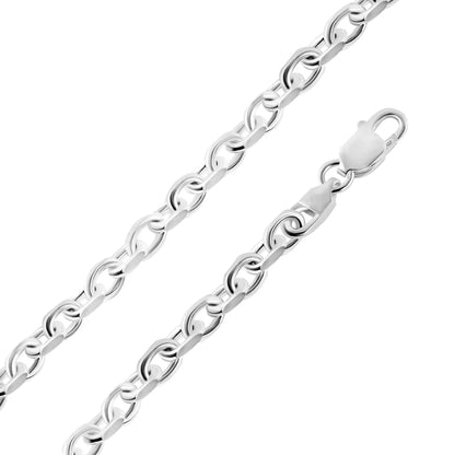 925 Sterling Silver Diamond Cut Forzatina Link Chain or Bracelet