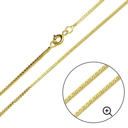 925 Sterling Silver  Gold Plated Square Sided Snake 025 Chain 1mm