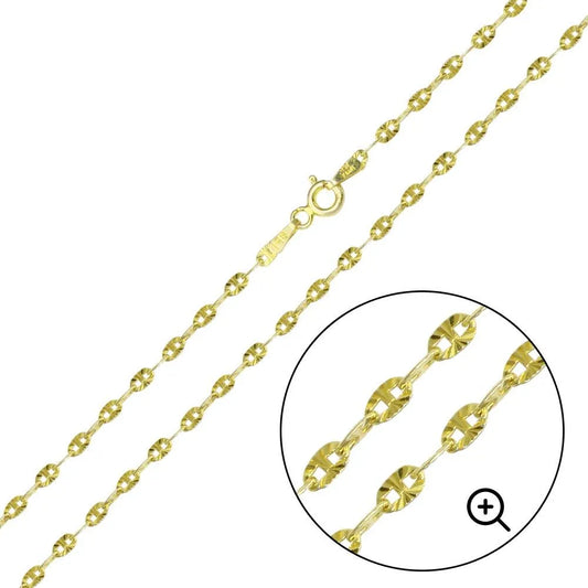 925 Sterling Silver Gold Plated DC Confetti Link Chain 2.2mm