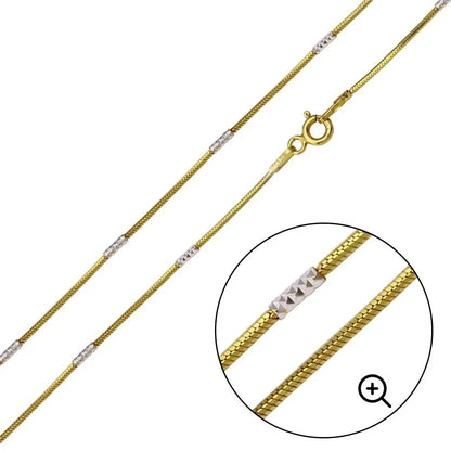 925 Sterling Silver Gold Plated Snake Square with DC Tube Chain 1.4mm
