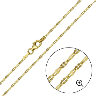 925 Sterling Silver Gold Plated Alternating DC Confetti Chain 2.1mm