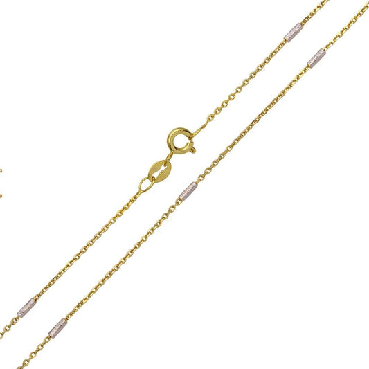 925 Silver Gold Plated Rolo Slash Tube Link Chains 1.3mm