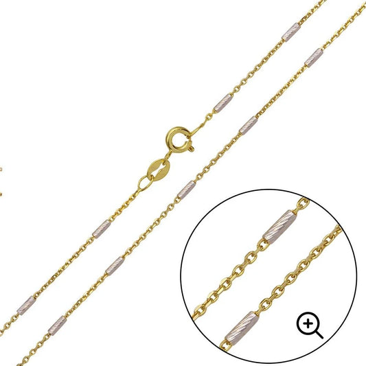 Silver Gold Plated Rolo Slash Multi Tube Link Chains 1.3mm