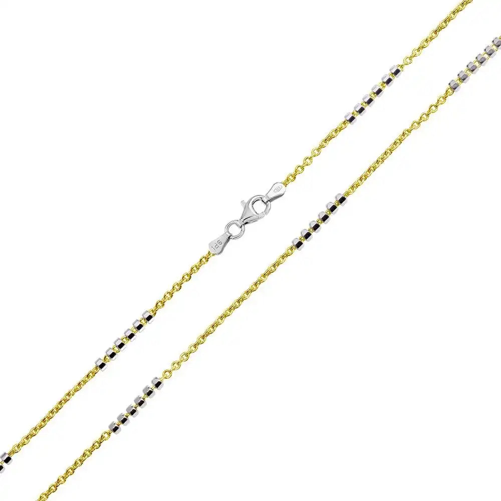 925 Sterling Silver Gold Plated DC 6 Beads Link Chains 1.4mm
