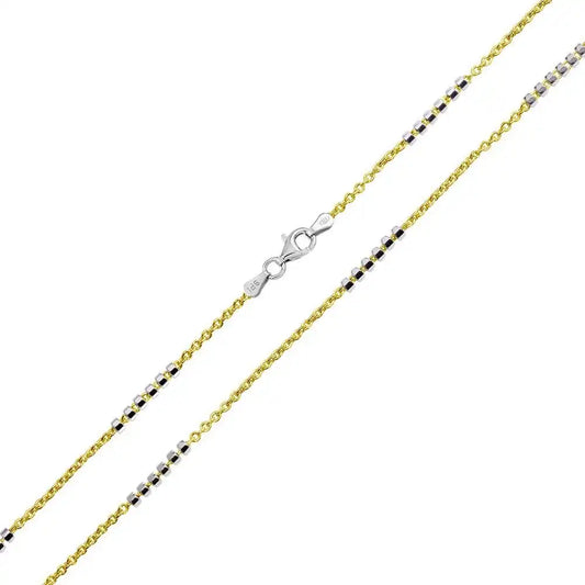 925 Sterling Silver Gold Plated DC 6 Beads Link Chains 1.4mm