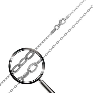925 Sterling Silver Rhodium Plated Oval Flat Link 040 Chain 1.9mm