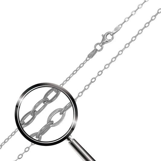 925 Sterling Silver Rhodium Plated Oval Flat Link 040 Chain 1.9mm