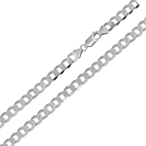 925 Sterling Silver Rhodium Plated Super Flat Curb 120 Chain or Bracelet 4.7mm