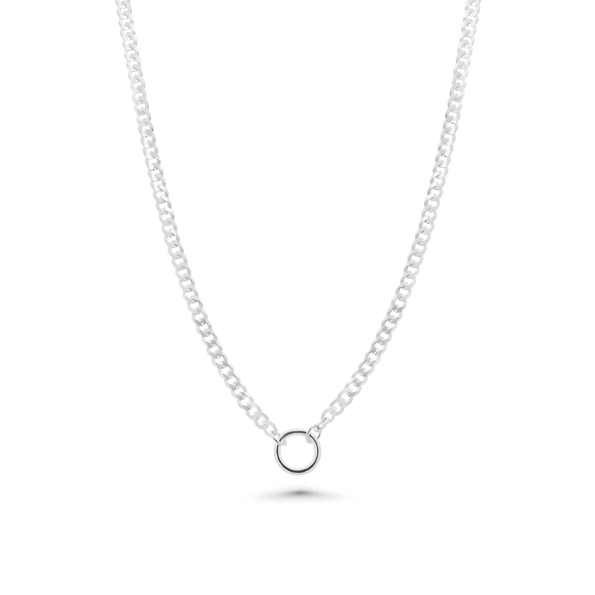 925 Sterling Silver High Polished Cuban With Circle Design Chain or Bracelet