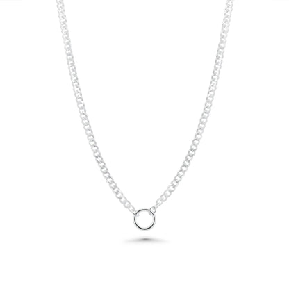925 Sterling Silver High Polished Cuban With Circle Design Chain or Bracelet