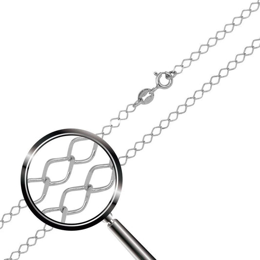 925 Sterling Silver Rhodium Plated DC Open Link Chain 2.7mm