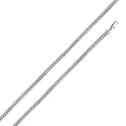 925 Sterling Silver Square Hollow Franco Chain or Bracelet