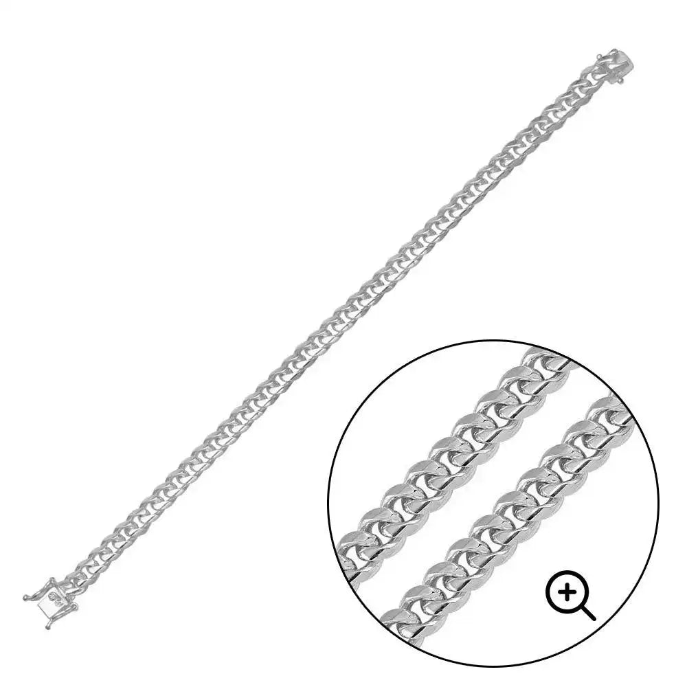 925 Sterling Silver Miami Curb Bracelet 7mm