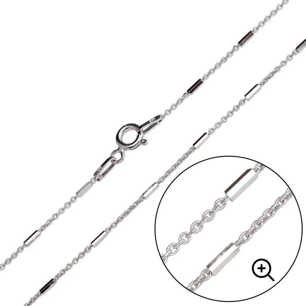 925 Sterling Silver Rhodium Plated 6 Sided Diamond Cut Tube Chains 1.1mm