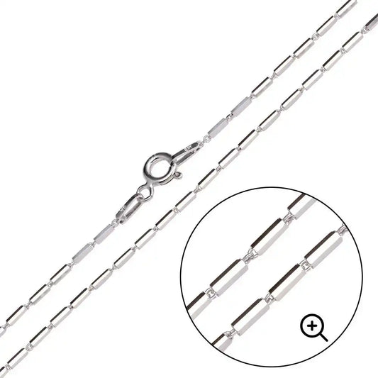 925 Sterling Silver Rhodium Plated Multi 6 Sided Diamond Cut Tube Link Chains 1.2mm