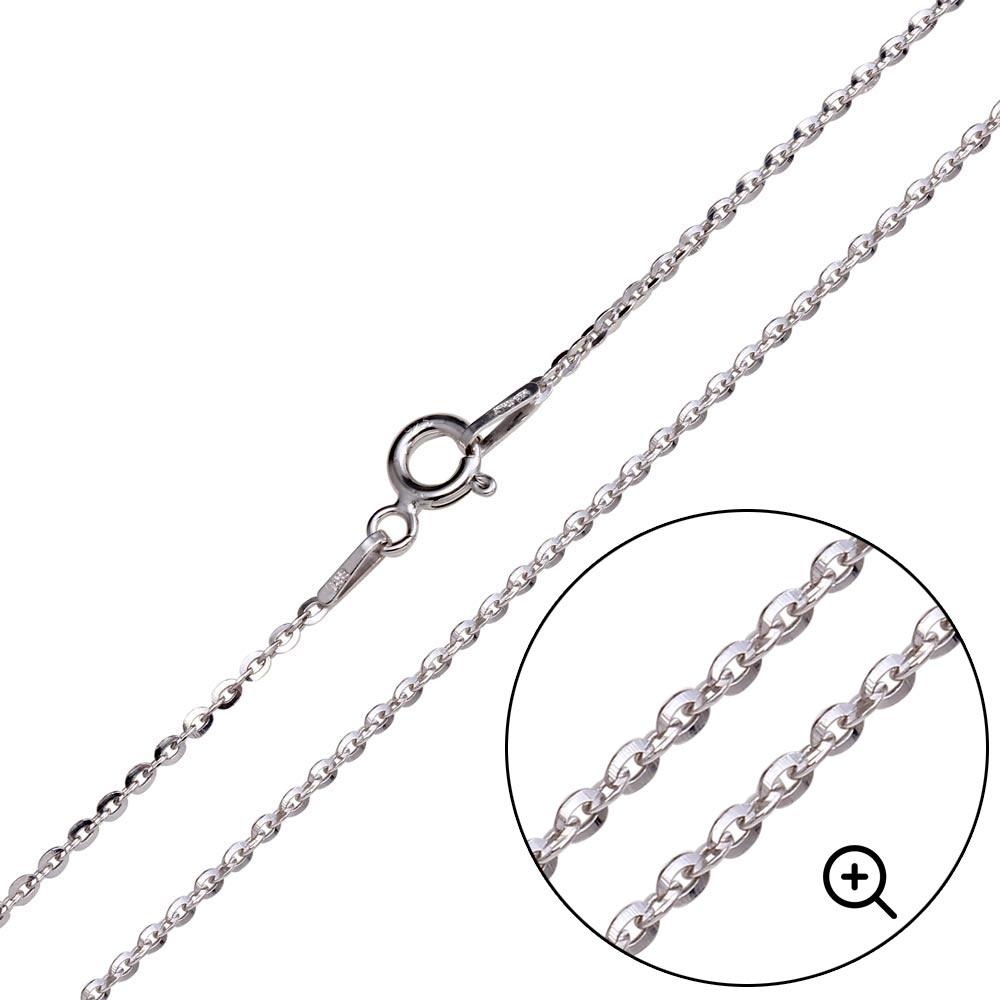 925 Sterling Silver Rhodium Plated Flat Oval Link Chain 1.4mm