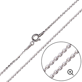 925 Sterling Silver Rhodium Plated Flat Oval Link Chain 1.4mm