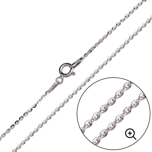 925 Sterling Silver Rhodium Plated Flat Oval Link Chain 1.4mm