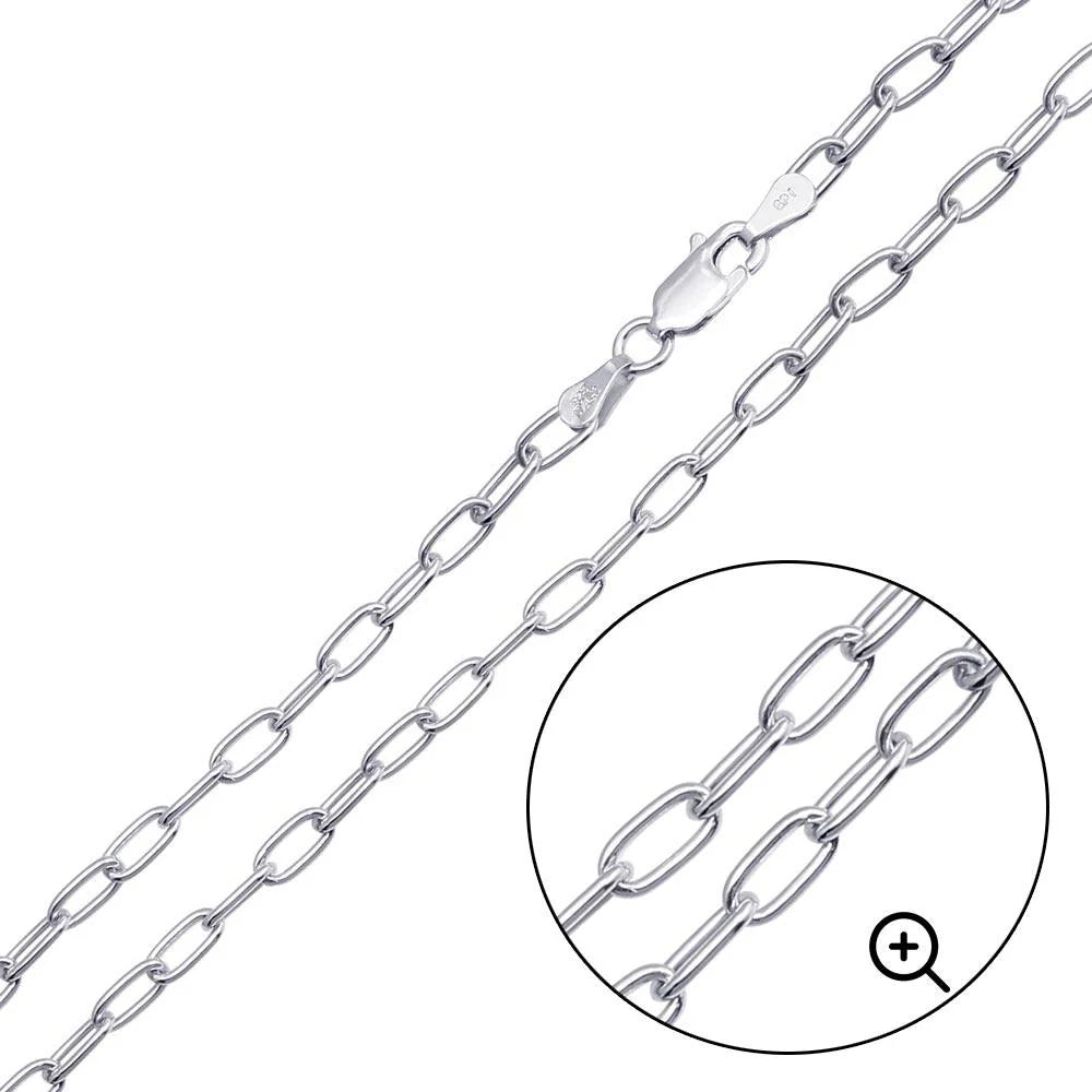 925 Sterling Silver Oval Paperclip Link Chain or Bracelet