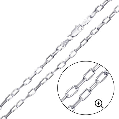 925 Sterling Silver Oval Paperclip Link Chain or Bracelet