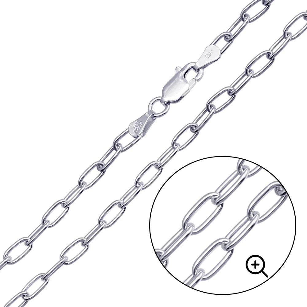 925 Sterling Silver Oval Paperclip Link Chain or Bracelet